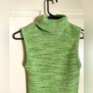 Rare Vintage Green Turtleneck Sweater Sleeveless 90s